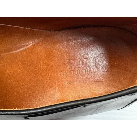 Polo Ralph Lauren Booth Calfskin Loafers Mens 12 D EUC Slip on Tassled Dress
